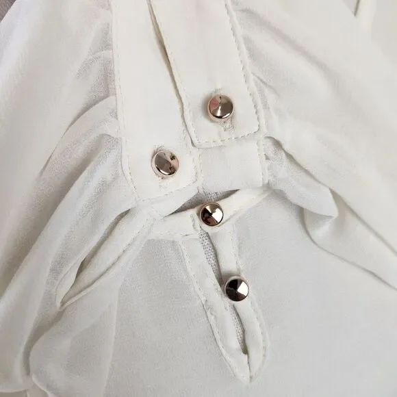 MINE Womens Size Small Cream White Sheer Long Sleeve Summer Spring‎ Blouse - Picture 5 of 10